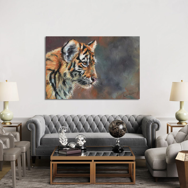 Tiger Cub Portrait In Oil 1 Piece Wall Art on Canvas, 152.5 cm H x 101.5 cm W, Canvas