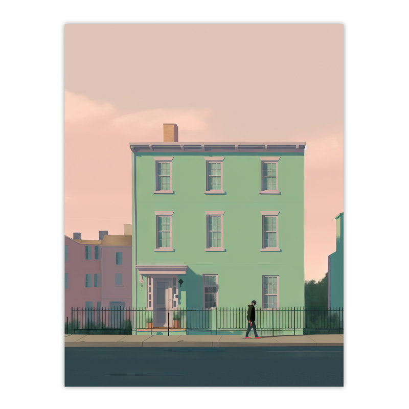 Wall Art Print House By Amy Denver Minimalist Soft Pastel Pink Minimalism Simple Modern Artwork Poster