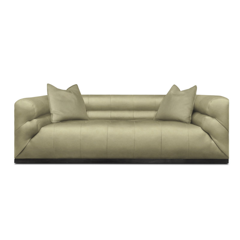 Monet Leather Sofa, Taupe Coachella Genuine Leather, Ash Honey