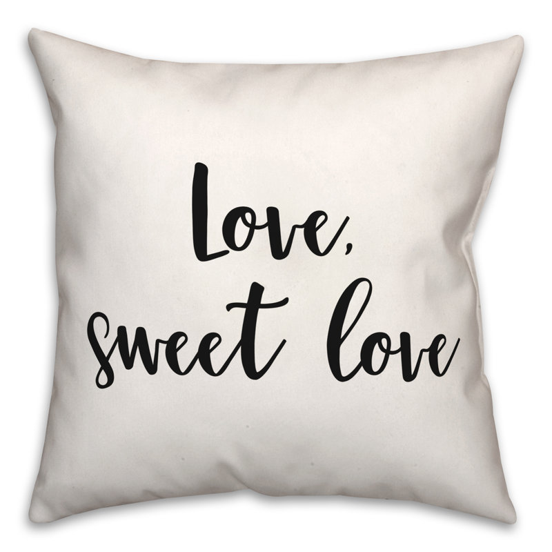 Coussin décoratif noir et blanc Love Sweet Love