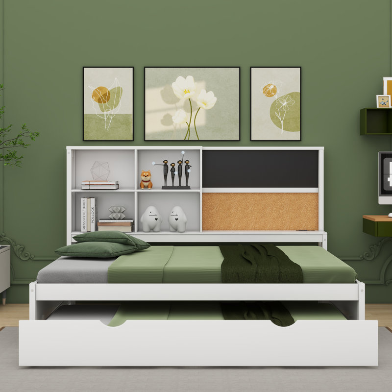 Daybed with Storage Shelves, Full, White
