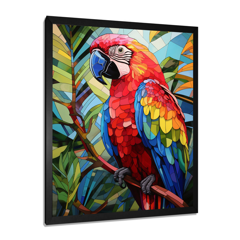 Décoration murale Tallahassee - Perroquet, Cadre simple noir, bois massif, H 40 po x l 30 po
