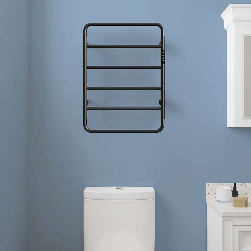 Chauffe-serviettes électrique mural en acier inoxydable 18,7 pouces Topcraft, Noir mat