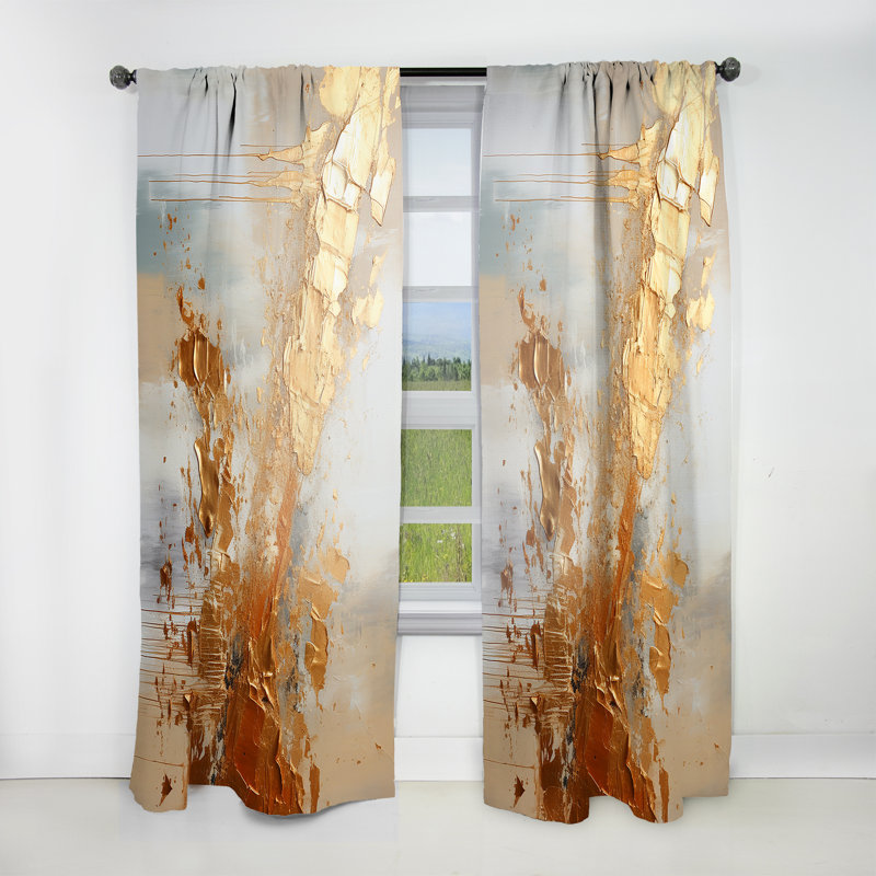 Golden Gleam II - Modern Velvet Curtain - Room Darkening - 1 Panel, 52" W x 90" L