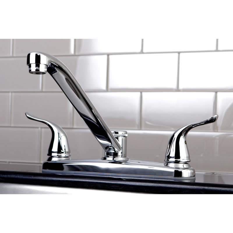 Kingston Brass Yosemite Two-Handle 4-Hole 8" Centerset Kitchen Faucet with Side Sprayer