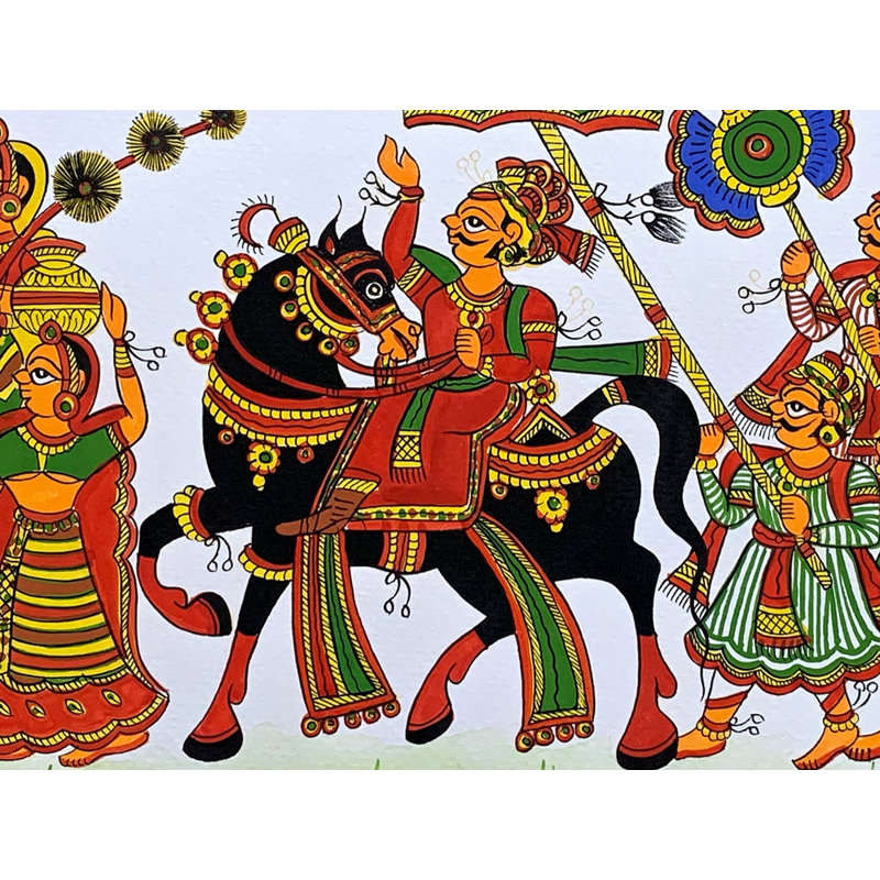 Cortège royal royal | Art traditionnel coloré | Phad, peinture de Kalyan Joshi
