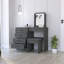 Coiffeuse, miroir, quatre tiroirs, tabouret, fumé-308652998