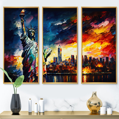 New York Views At Sunset I - 3 pièces sur toile