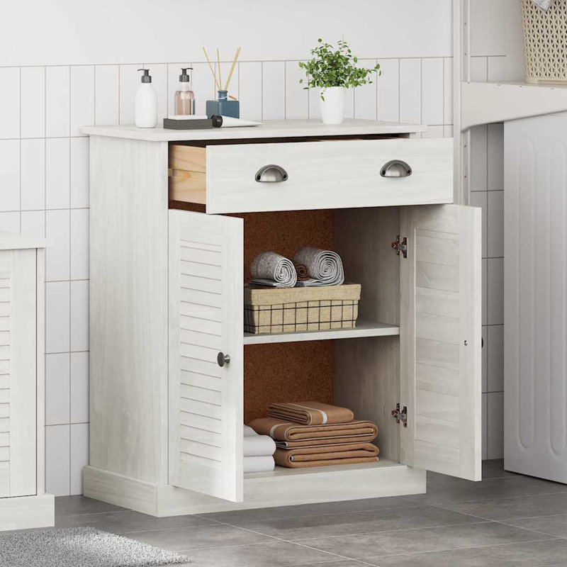  Bathroom Cabinet VIGO 67.5 X 34 X 80 Cm Solid Pine Wood, White
