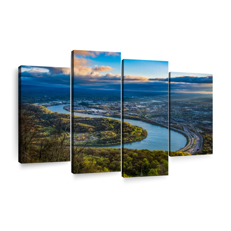 Chattanooga, Tennessee, vue aérienne, impression murale sur toile, H 32 po x l 52 po x P 1,25 po