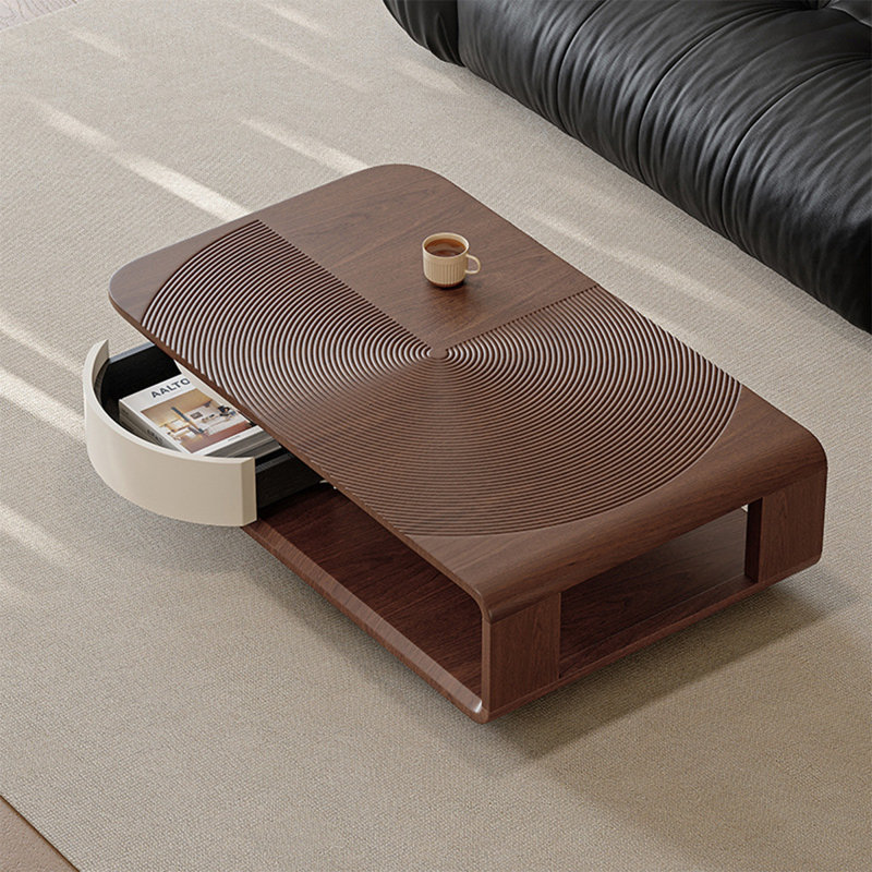 Brown Manufactured Wood Rectangular Coffee Table