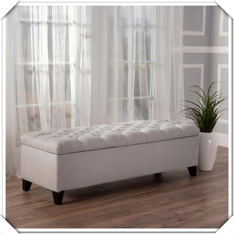 Tufted Storage Ottoman Pressure Hinges Soft Material Functional Versatile Practical Comfortable Multi-Purpose, Light Gray