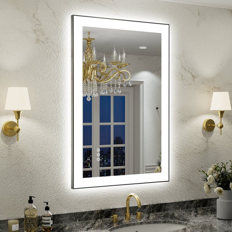 UL Certified Front & Back LED Bathroom Vanity Mirror – Anti-Fog, Tempered Glass, Black Aluminum Frame, 36"H x 24"W