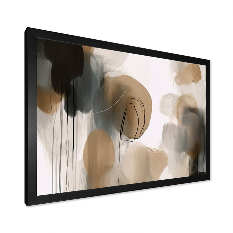 Peinture de formes abstraites II - Peinture abstraite, art mural, Cadre simple noir, H 16 po x l 32 po x P 1 po
