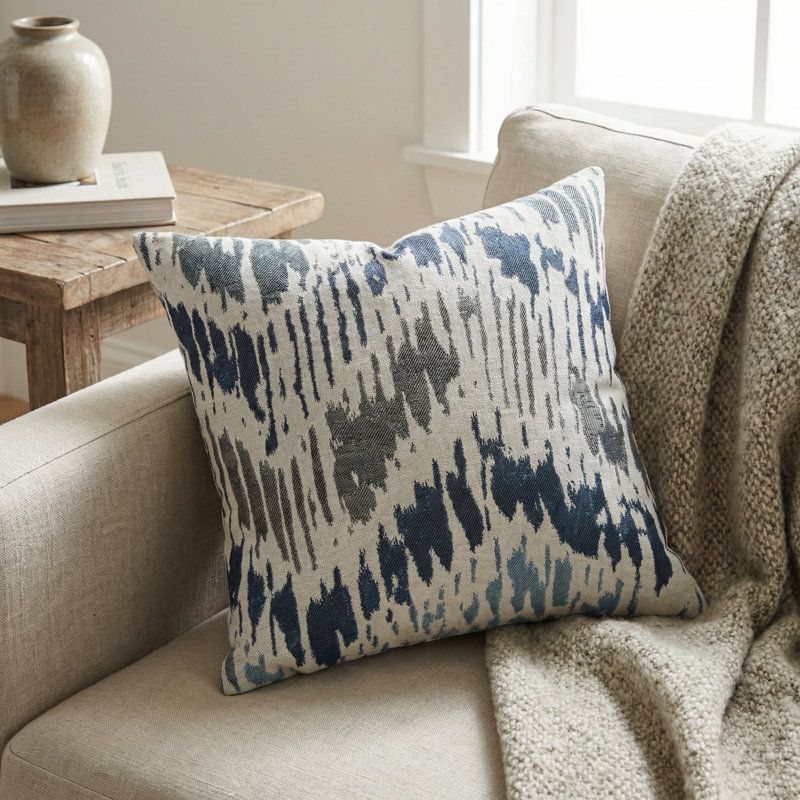 Coussin de luxe à carreaux tissé à la main Tierra monte, 22 po x 22 po, Coussin décoratif