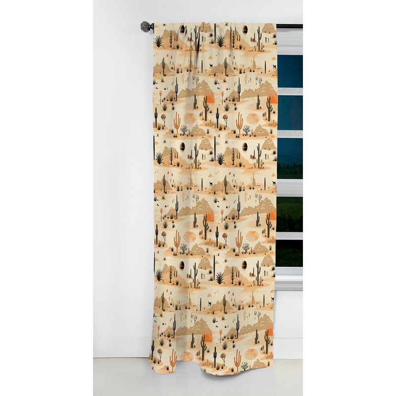 Motif bohème désert Sandy beige - rideau boho - rideau occultant abstrait - 1 panneaux, L 52 po x L 95 po