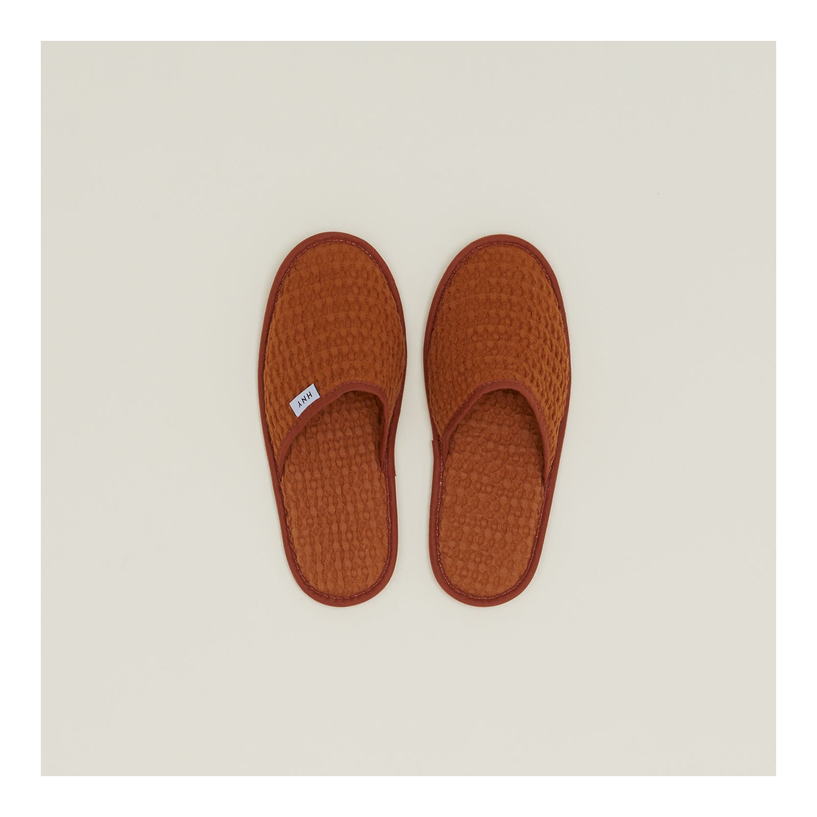 Simple Cotton Waffle Slippers, Small, Terracotta