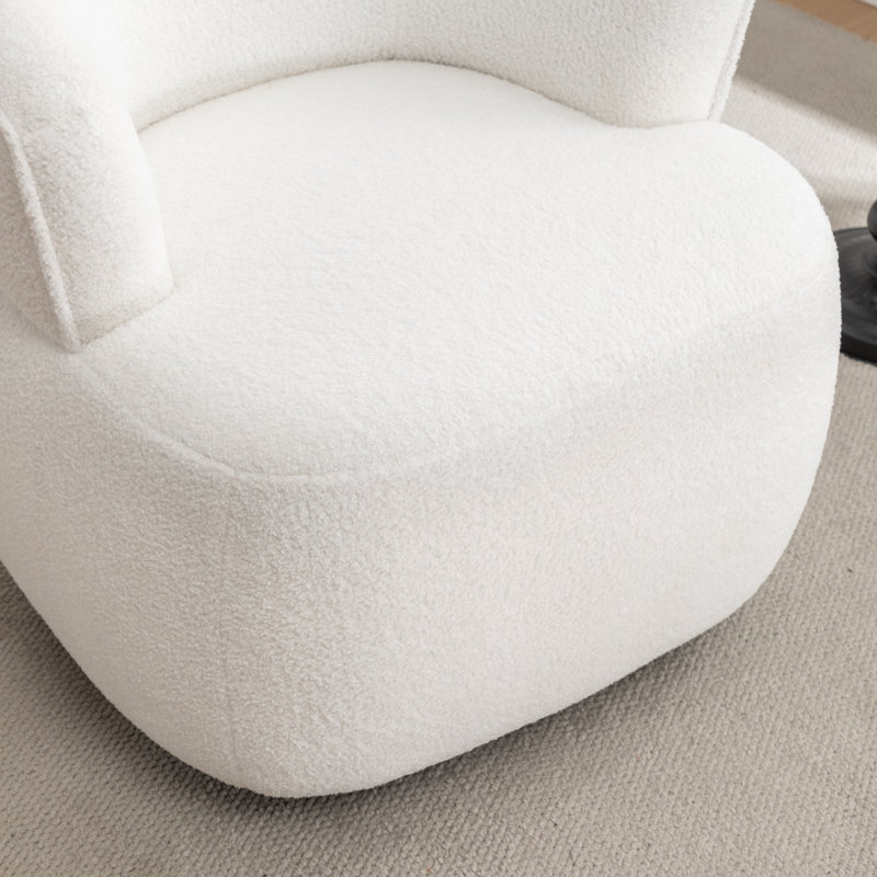 Olevide Swivel Barrel Chair, White Teddy