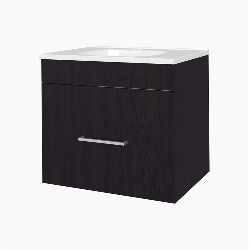 1-Drawer Floating Bathroom Vanity Set with Sink, Wenge