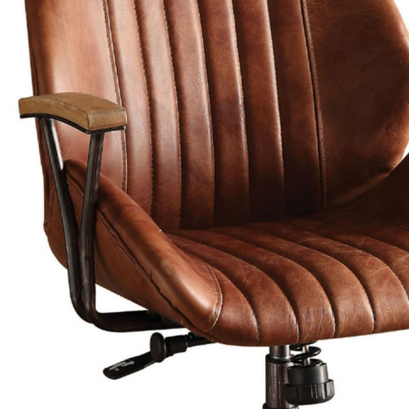 Campanella Genuine Leather Task Chair, Cocoa Brown