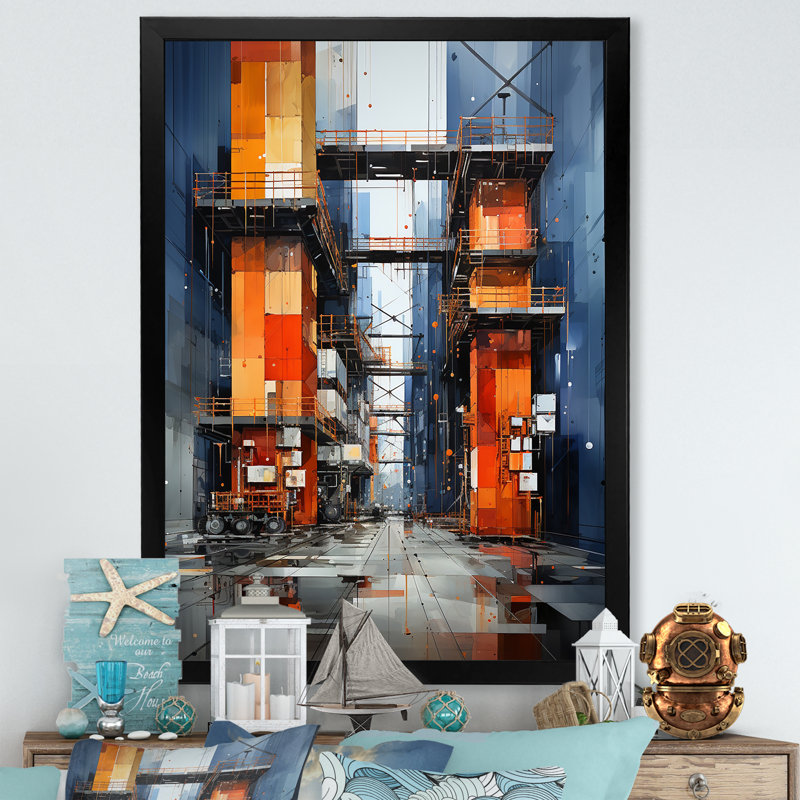 Port Symphonie industrielle sur toile, Cadre photo noir, H 20 po x l 12 po x P 1 po