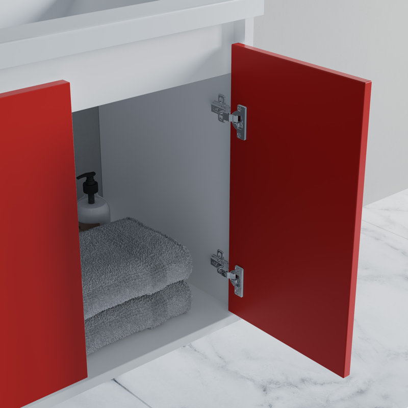 Ensemble de meuble-lavabo simple 30 po Fahmina, Rouge