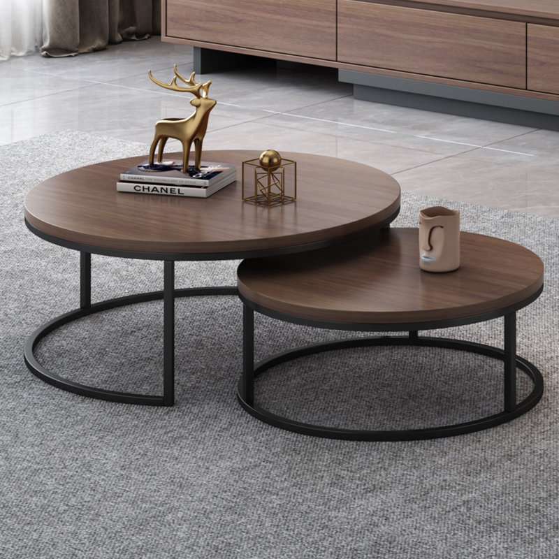 Table basse gigogne ronde 2 pièces Banvra, Noyer