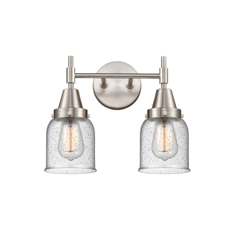 Éclairage pour meuble-lavabo à 2 lumières à intensité variable Gayle, Grainé, Nickel satiné, Ampoule non incluse