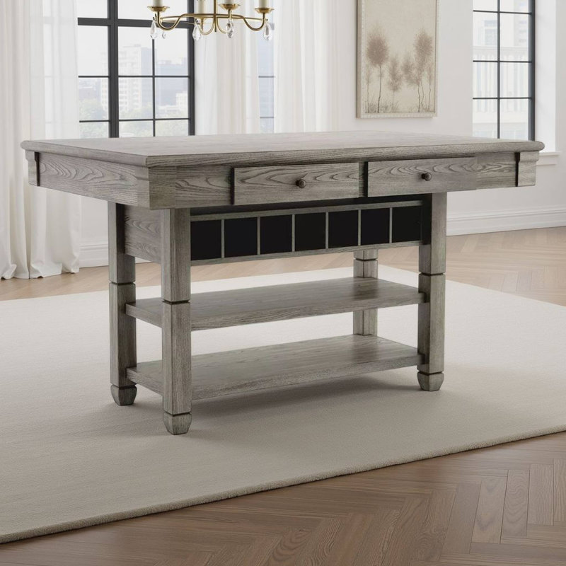 60.4"W Transitional Counter Ht. Table, Gray