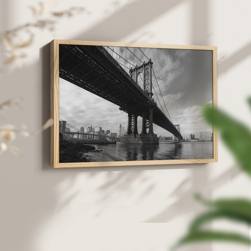 Manhattan Bridge -Framed Print - Restickable, Natural, 22" H x 28" W