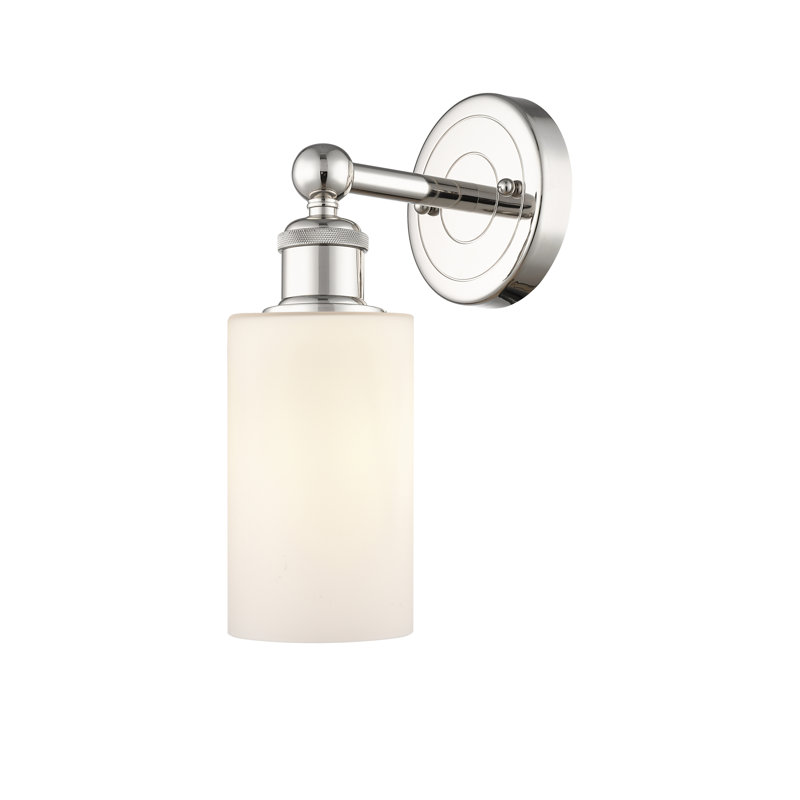 Applique murale à bras en acier 1 lumière Alegria, Blanc mat, Nickel poli
