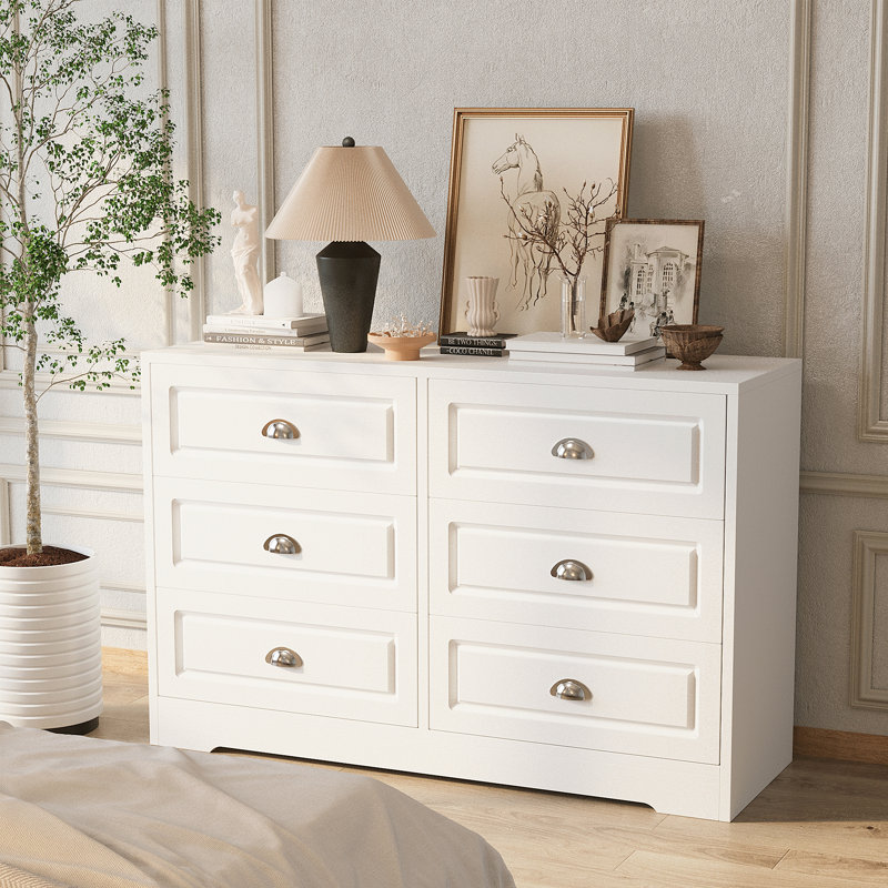 Commode double 6 tiroirs Aukusti, Blanc