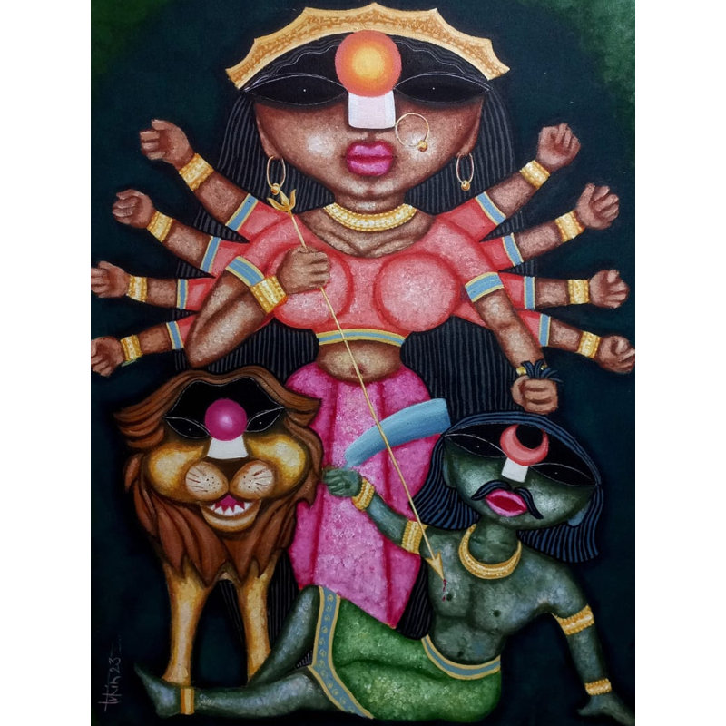 Déesse Durga | Acrylique sur toile | Par Tuhin Rakshit