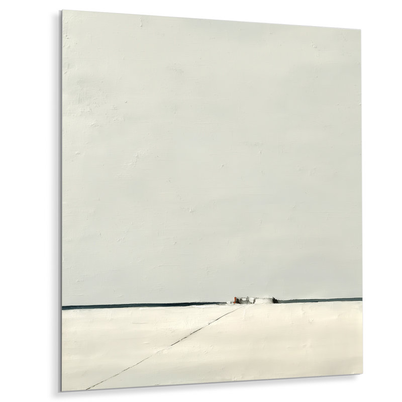 «Neutral Horizons Divide Reverie», dessin abstrait en métal minimaliste, L 34 po x H 44 po