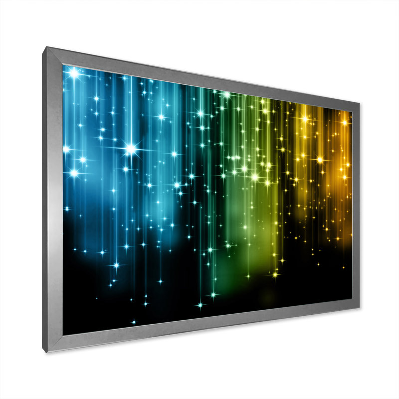 «Glowing Lights Matrix Art», reproduction sur toile, Cadre de coin argenté fermé, H 30 po x l 40 po x P 1,5 po