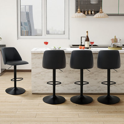 Tabouret de bar et de comptoir pivotant rembourré à hauteur réglable avec repose-pieds
