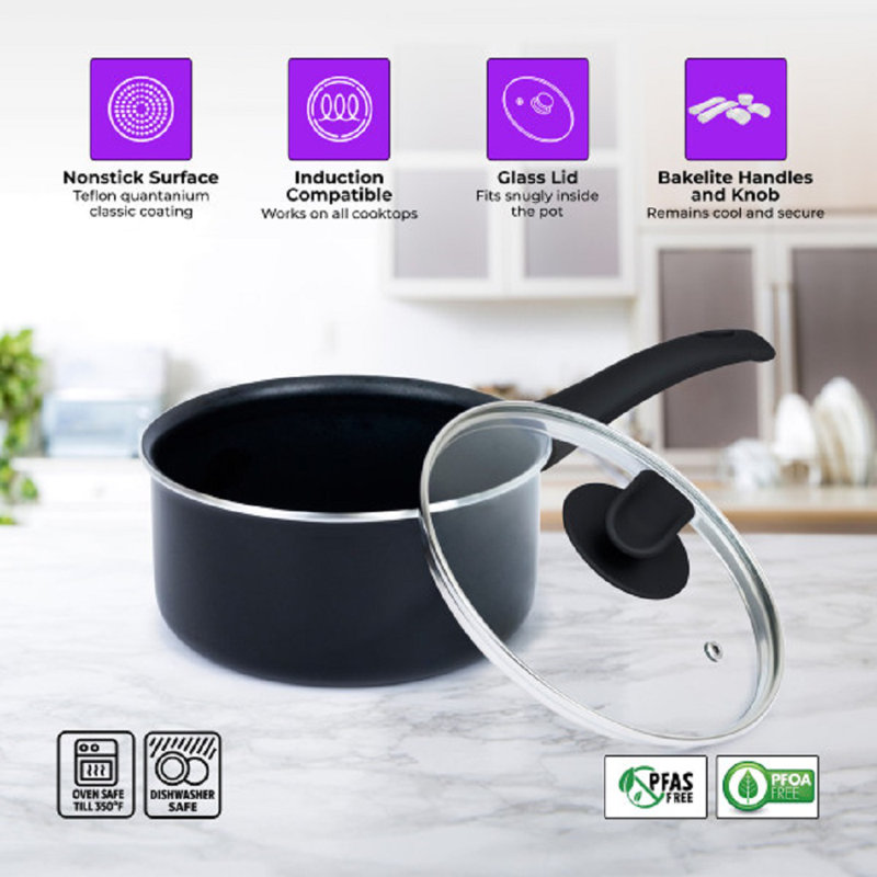 Batterie de cuisine antiadhésive à induction de haute qualité 8 pièces YBM Home, Bleu