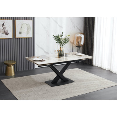 Krug Extendable Metal Base Dining Table