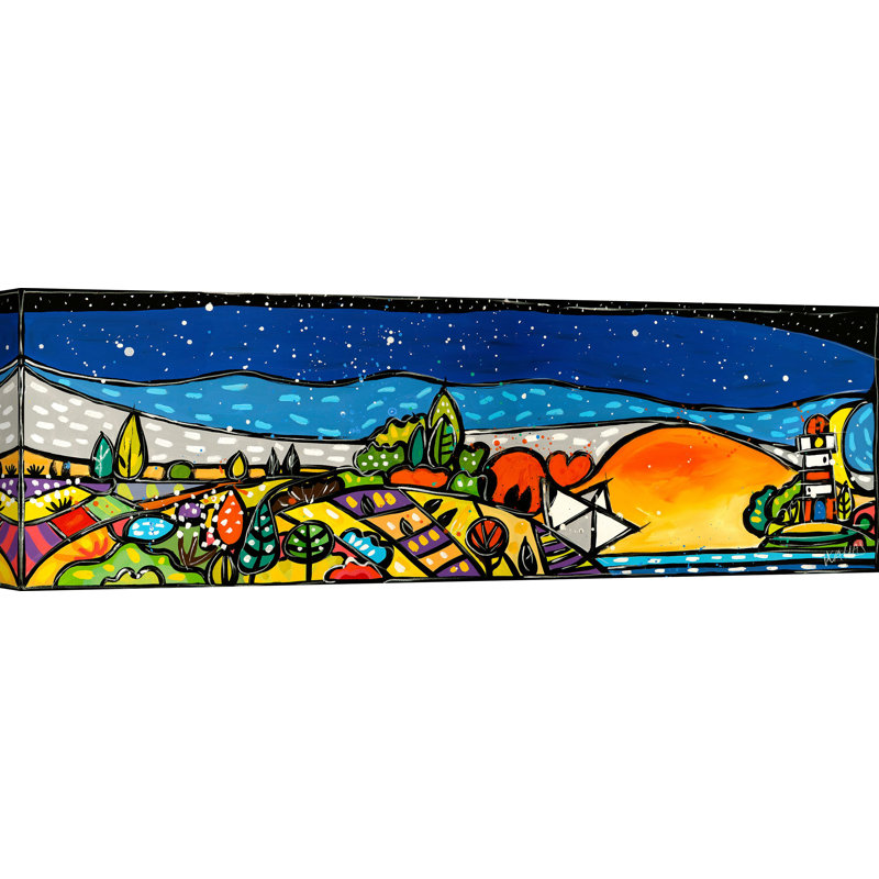 It Is A Romantic Sunset by Wallas - Wrapped Canvas Painting, 35cm H x 100cm W x 4cm D