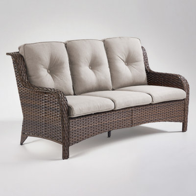 Schutt 72'' Wide Provence Style Wicker Outdoor Patio Sofa With Cushions