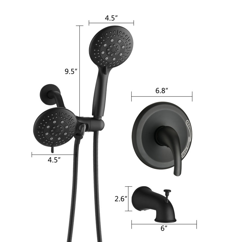 Tête de douche à pluie à une poignée 6 fonctions avec douche à main Classic