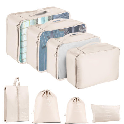 Emballage de cubes de voyage - Ensemble de 8 sacs de rangement pour bagages pour famille, cubes de voyage respirants pour valises