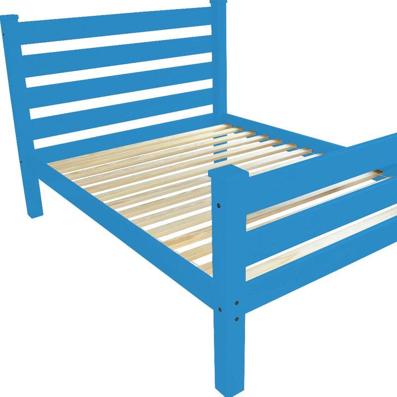  Structure de lit simple en bois massif bleu Kingston des Caraïbes - Simple, bleu