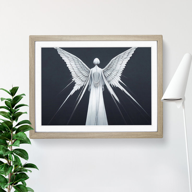 Stunning Angel - Single Picture Frame Print, 34cm H x 46cm W x 2cm D, Oak