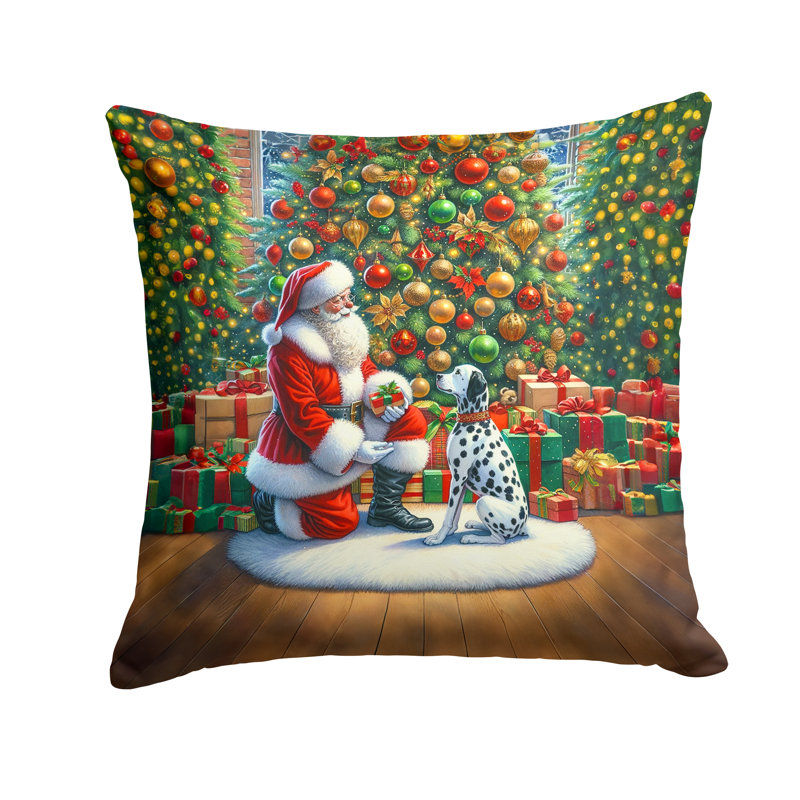 Coussin décoratif Dalmatien et Père Noël, H 18 po x l 18 po