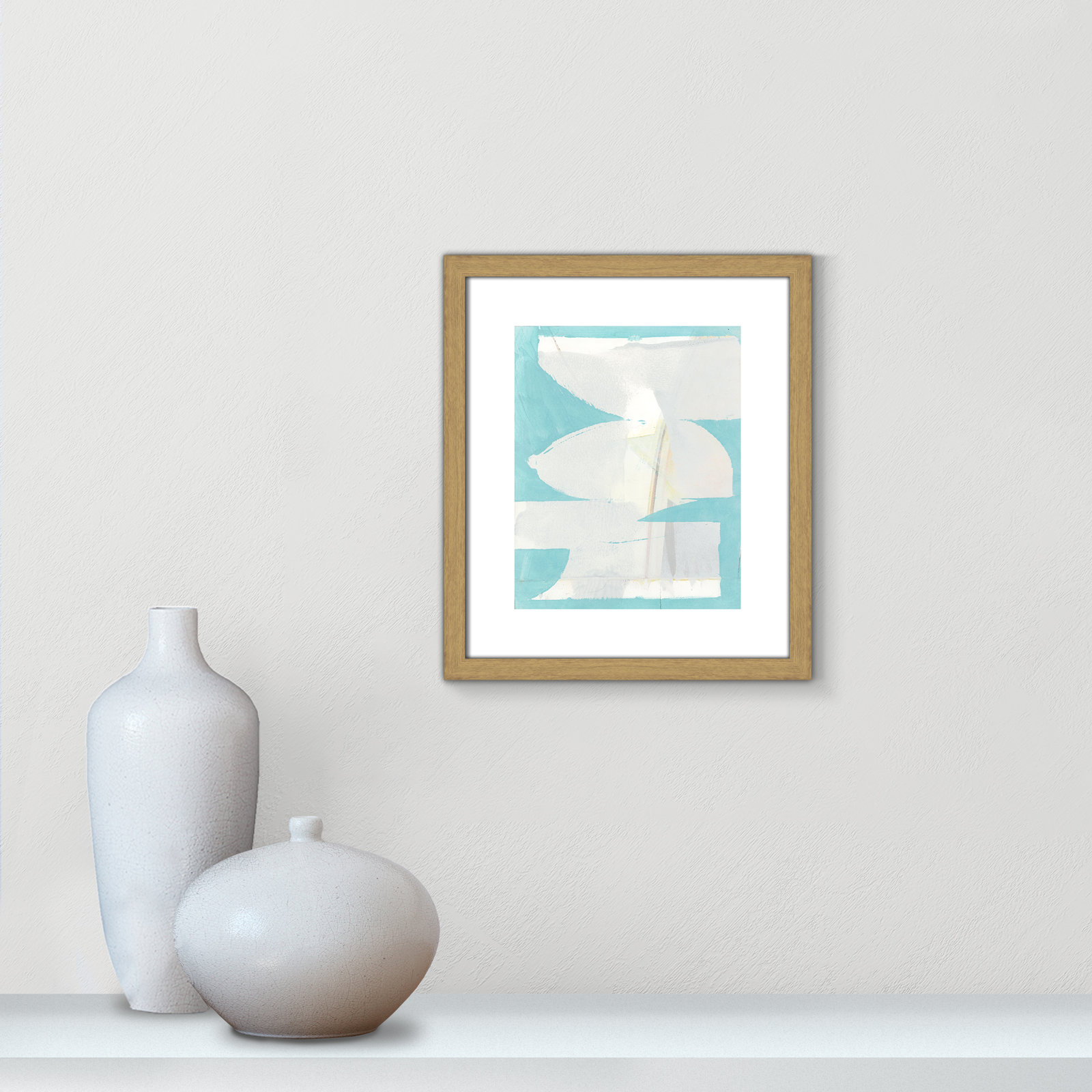 Nara "Carve I" Painting, 15" H x 13" W x 0.75" D, Beige Framed Paper