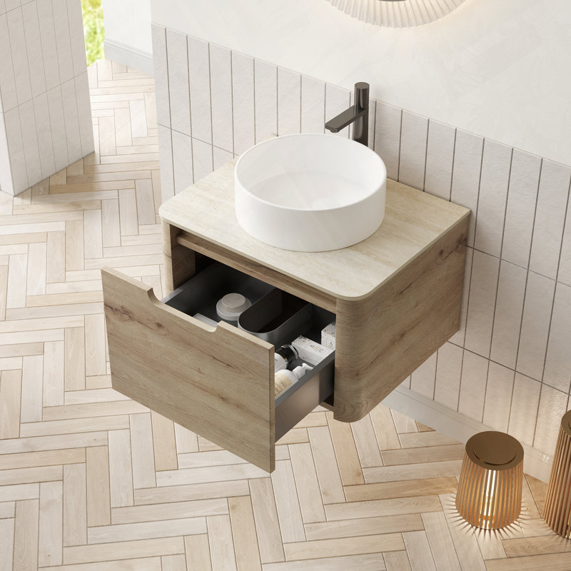 Meuble-lavabo mural avec lavabo et tiroir de rangement