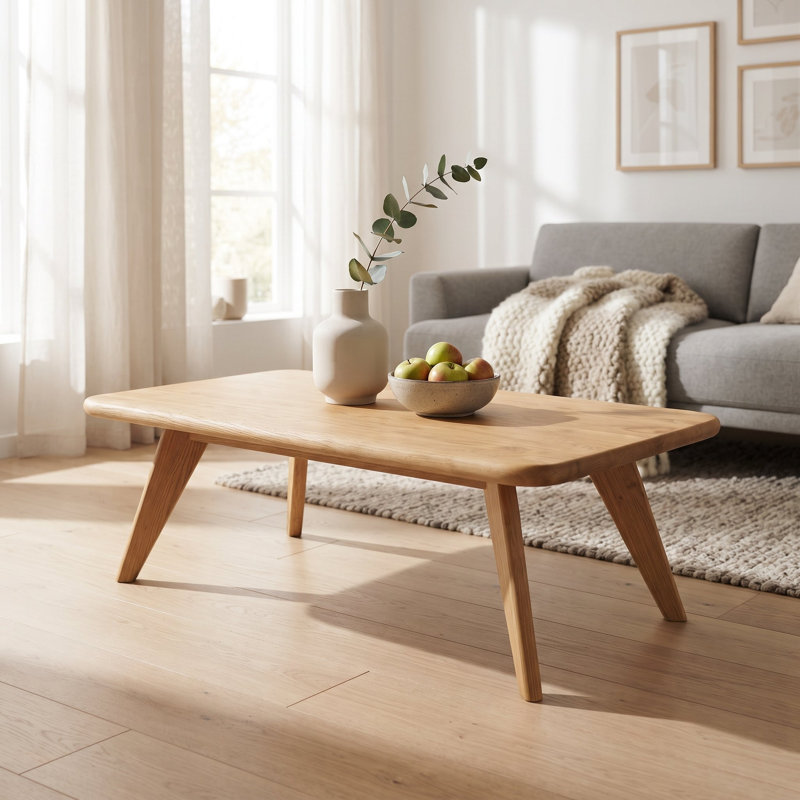 Table basse rectangulaire Petra en chêne massif - Table basse artisanale de style moderne du milieu du siècle, disponible en plusieurs dimensions.