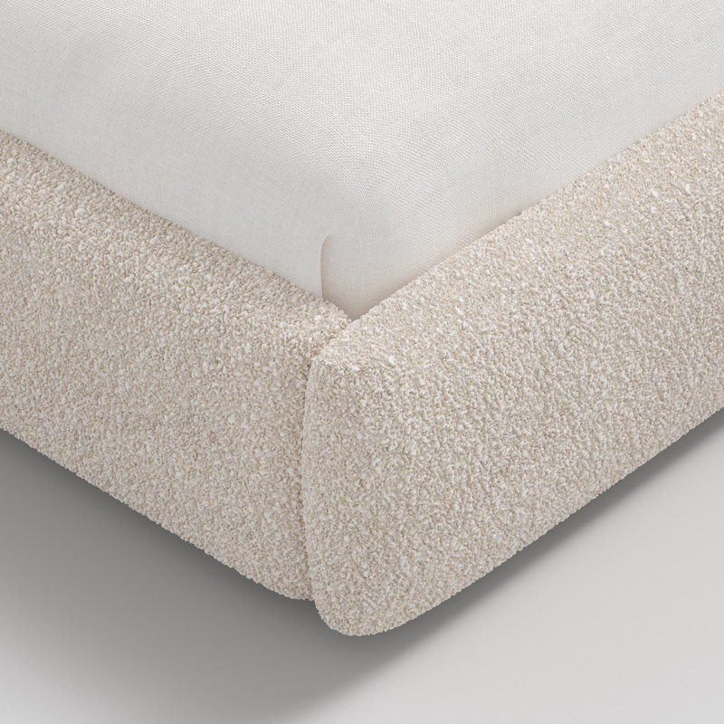 Daphne Platform Bed, Plush Boucle Ivory, Full