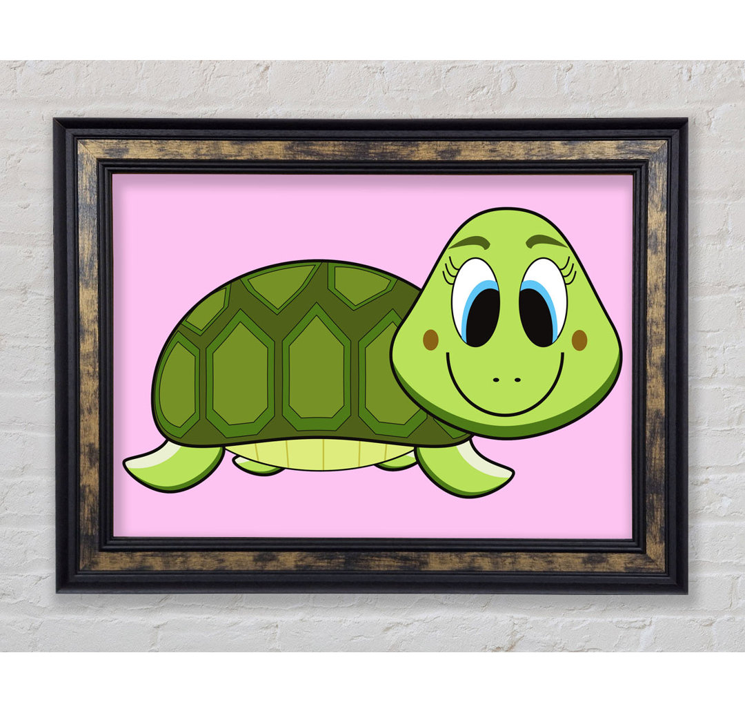 Happy Turtle Pink - Einzelner Bilderrahmen Kunstdrucke